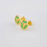 Topos Tres Hojas Esmeraldas 32Pts 2.3 g / in / 8.8 mm Oro Amarillo 18K