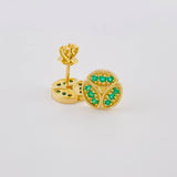 Topos Tres Hojas Esmeraldas 32Pts 2.3 g / in / 8.8 mm Oro Amarillo 18K