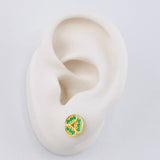 Topos Tres Hojas Esmeraldas 32Pts 2.3 g / in / 8.8 mm Oro Amarillo 18K