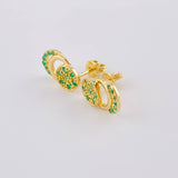 Topos Circulo Doble Media Luna Esmeraldas 44Pts 2.75 g / in / 8 mm Oro Amarillo 18K