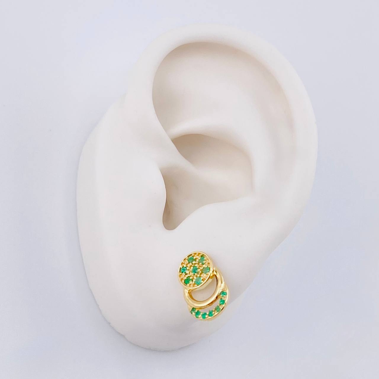 Topos Circulo Doble Media Luna Esmeraldas 44Pts 2.75 g / in / 8 mm Oro Amarillo 18K