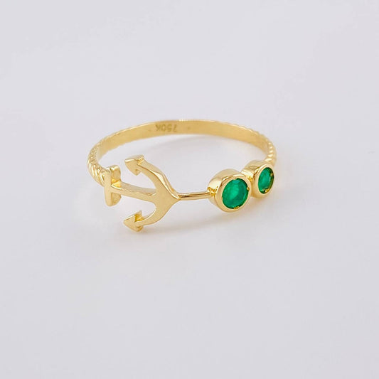 Anillo Ancla Arpon Doble 14Pts 1.5 g / T6 3/4 Oro Amarillo 18K