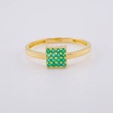 Anillo Panal Cuadrado Esmeraldas 25Pts 1.75 g / T6 1/2 Oro Amarillo 18K