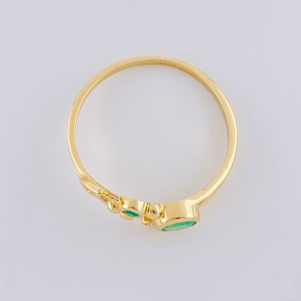 Anillo Burbujas De Muerdago Esmeraldas 20Pts 1.65 g / T6 1/2 Oro Amarillo 18K