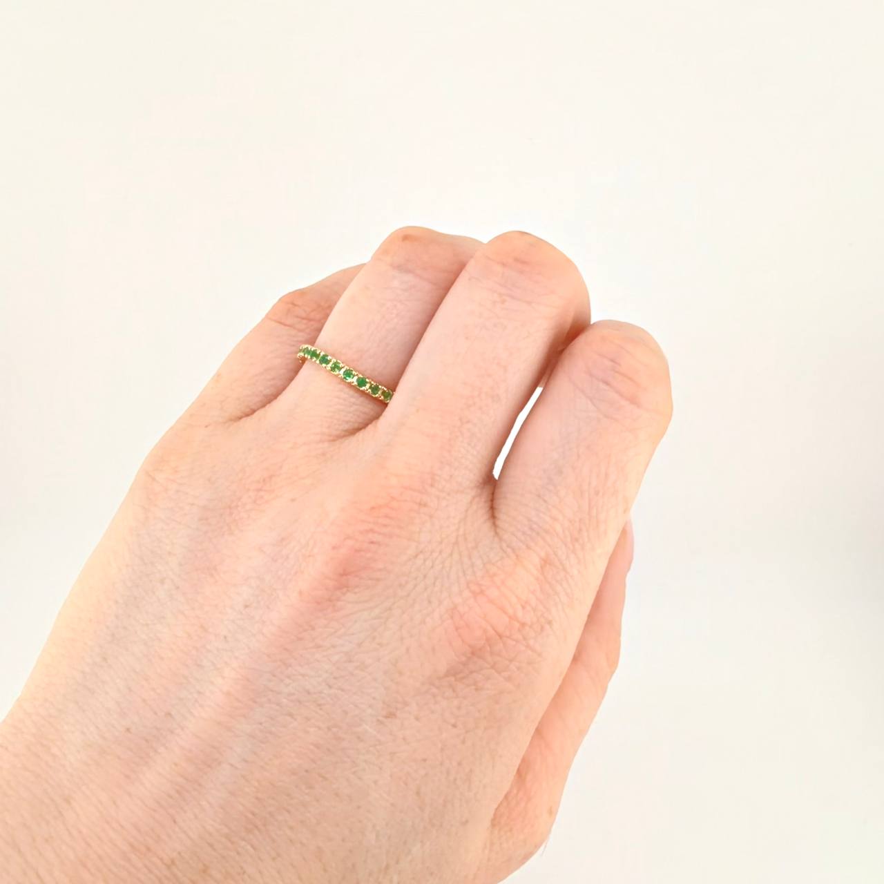 Anillo Carill Oleado Esmeraldas 23Pts 2.05 g / T6 1/2 Oro Amarillo 18K