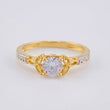 Anillo Solitario Cetro Floreado 2.15 g / T7 3/4 Dos Oros Amarillo Blanco 18K