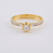 Anillo Solitario Cetro Floreado 2.8 g / T7 1/2 Dos Oros Amarillo Blanco 18K