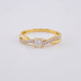 Anillo Solitario Listón Infinito 2.05 g / T7 1/4 Dos Oros Amarillo Blanco 18K