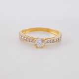 Anillo Solitario Puente Carril Descendiente 2.1 g / T7 Dos Oros Amarillo Blanco 18K