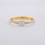 Anillo Solitario Cinta Espiral 1.9 g / T7 3/4 Dos Oros Amarillo Blanco 18K