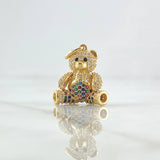 Pendant Articulated Bear Overalls 5.9gr / 2.8cm / Multicolor Zircons 18K Yellow Gold ©