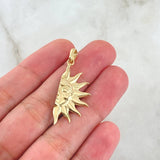 Dije Sol Media Cara 2.4gr / 3.6cm / Liso Oro Amarillo 18K ©