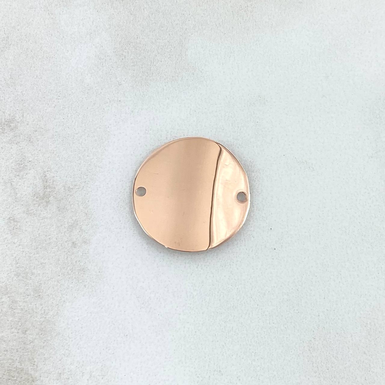 Herraje Placa Circular Curva 1.25gr / 2cm / Lisa Oro Rosa 18K