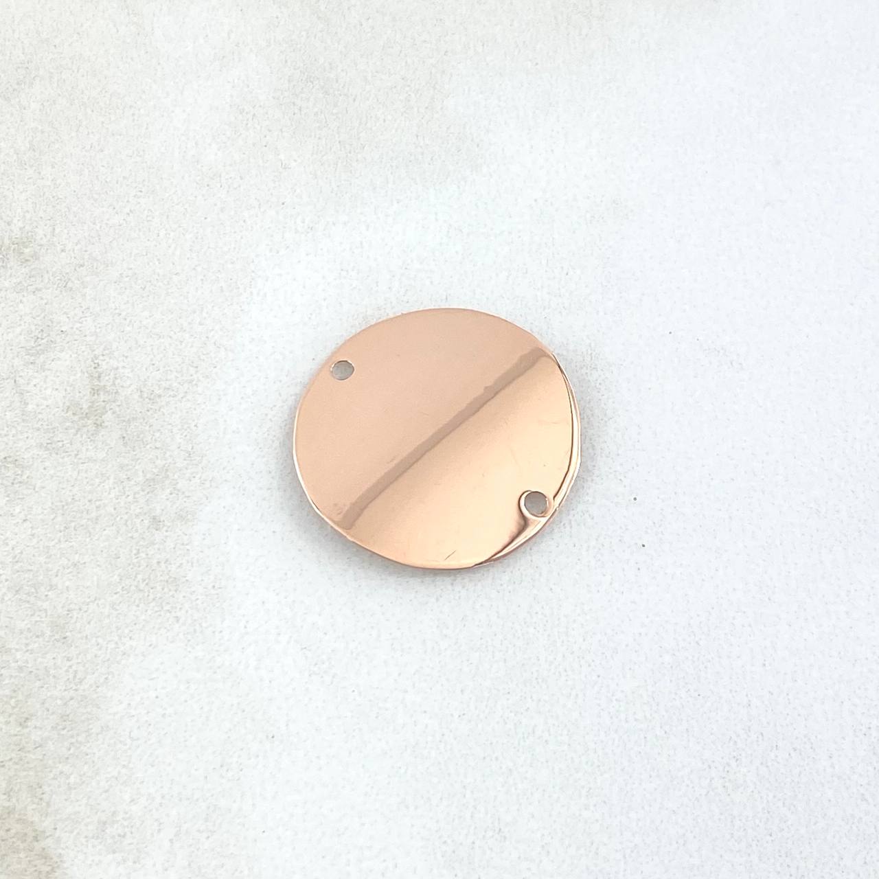 Herraje Placa Circular Curva 1.25gr / 2cm / Lisa Oro Rosa 18K