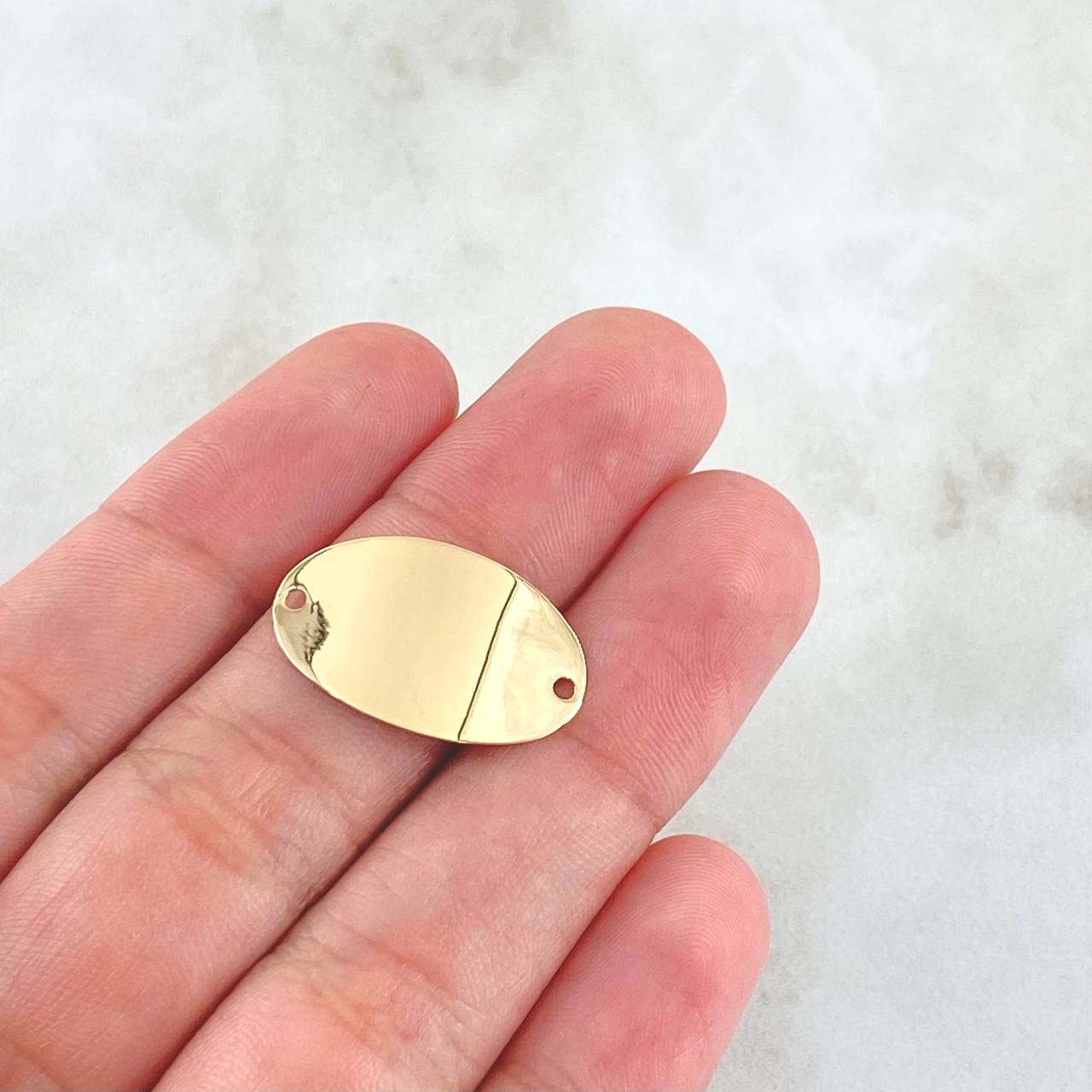 Herraje Placa Ovalada 1.35gr / 1.3cm-2.2cm / Lisa Oro Amarillo 18K