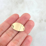 Herraje Placa Ovalada 1.35gr / 1.3cm-2.2cm / Lisa Oro Amarillo 18K