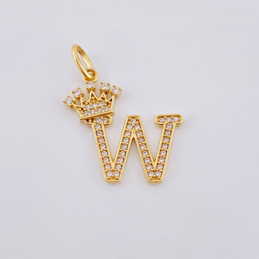Pendant Crown Letter W 2.45gr / 1 in / 18K Yellow Gold