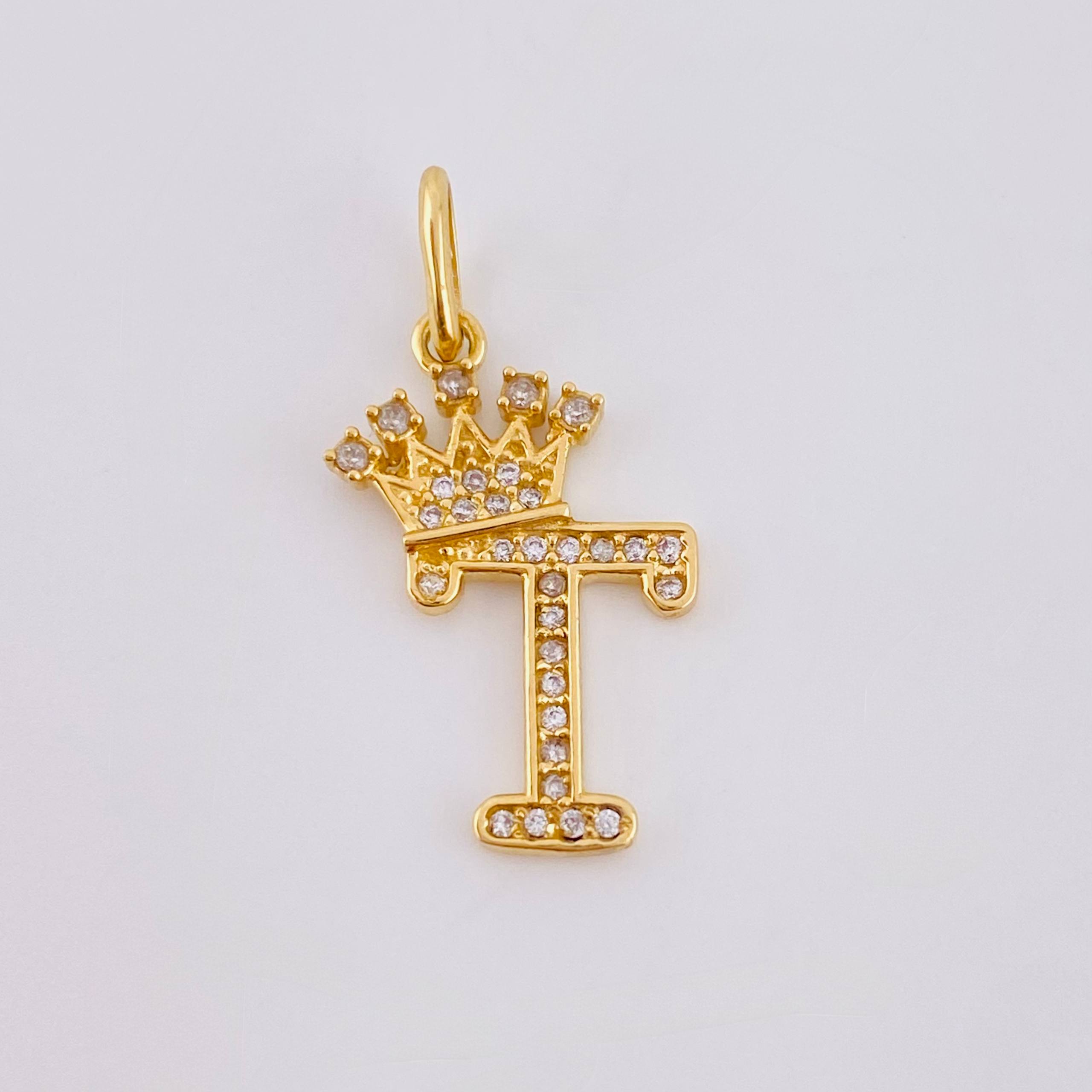 Dije Corona Letra T 1.75 g / 1 in Oro Amarillo 18K