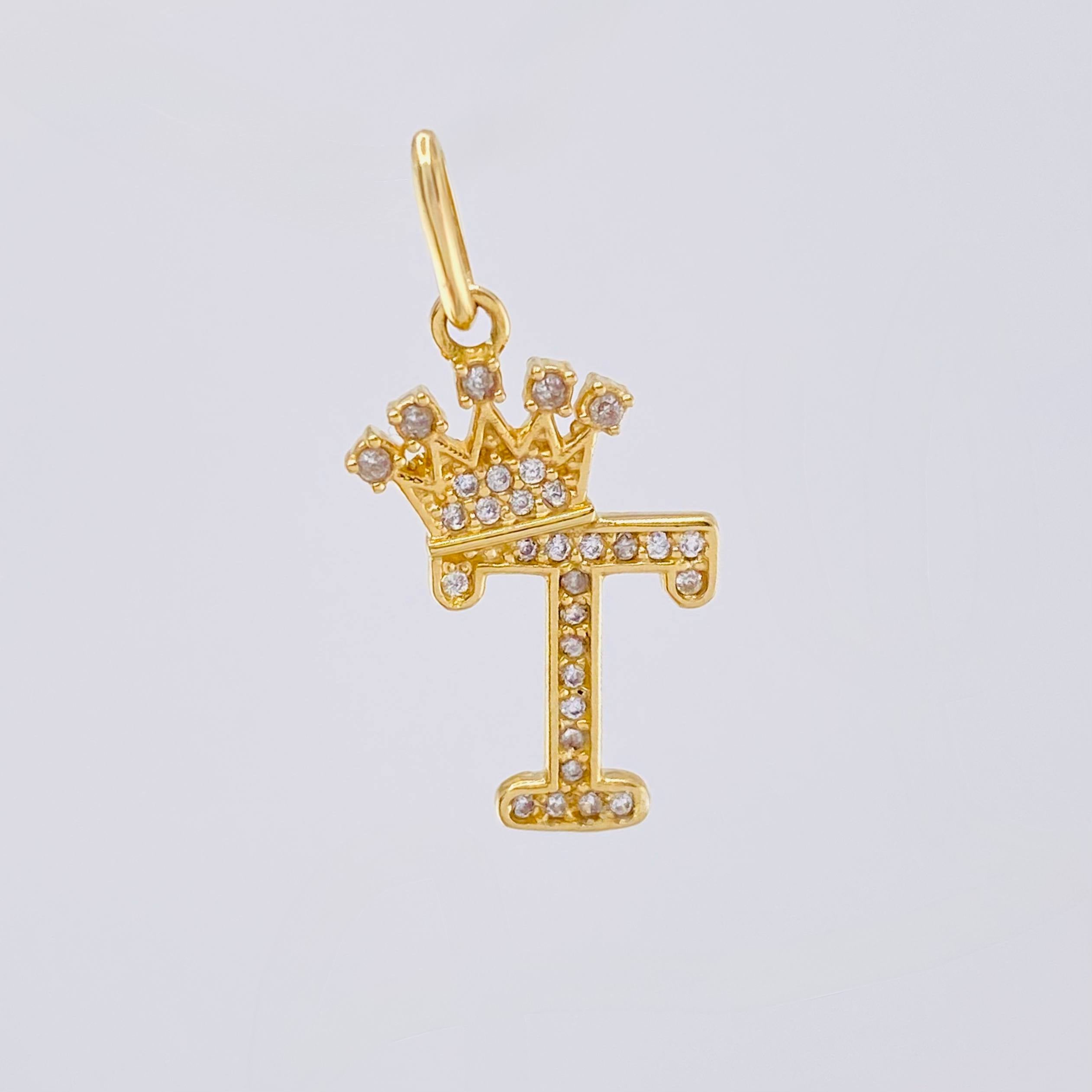 Dije Corona Letra T 1.75 g / 1 in Oro Amarillo 18K