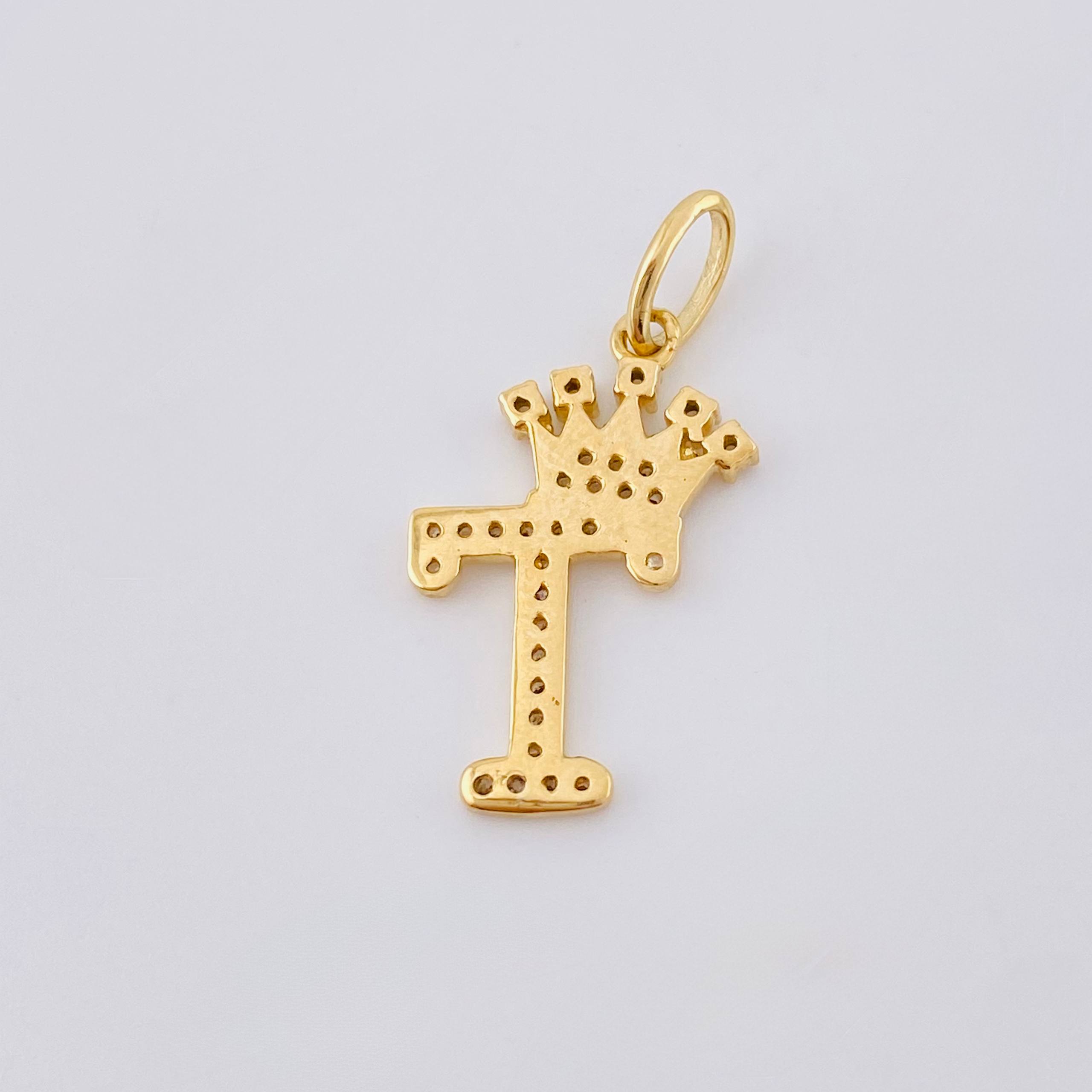 Dije Corona Letra T 1.75 g / 1 in Oro Amarillo 18K