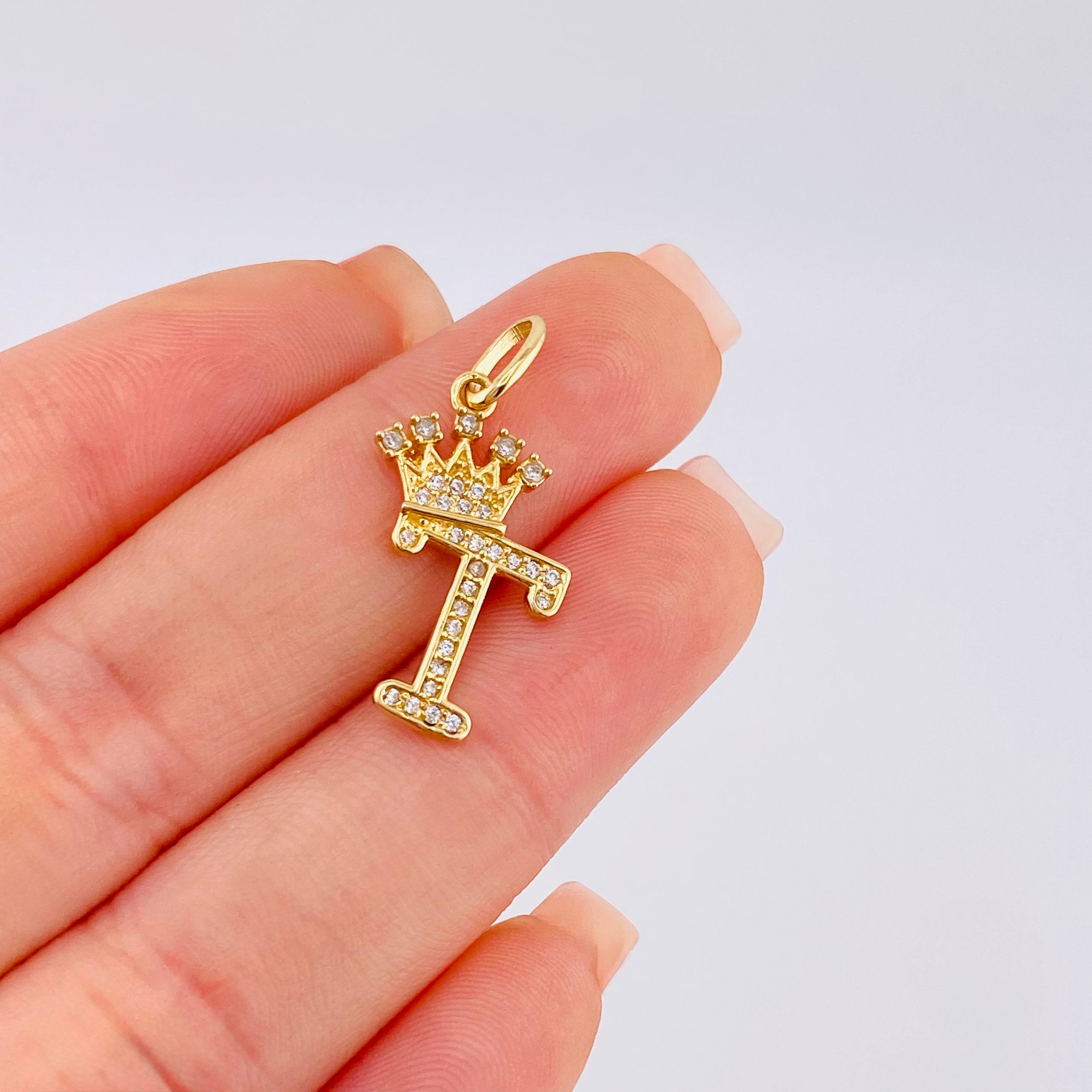 Dije Corona Letra T 1.75 g / 1 in Oro Amarillo 18K