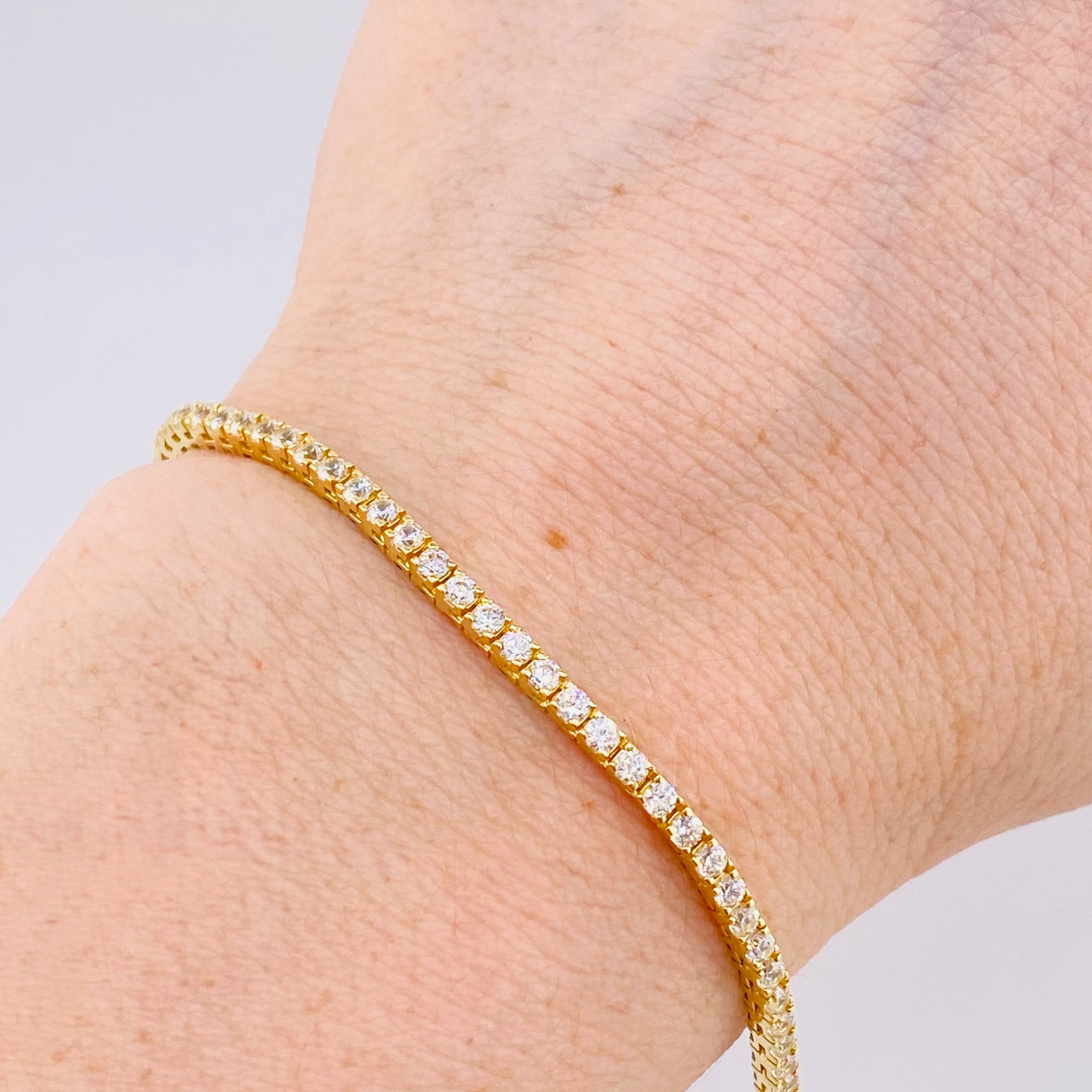 Pulso Tenis Doble Faz 6.9gr / 7 in / 2.9mm Oro Amarillo +4 18K *