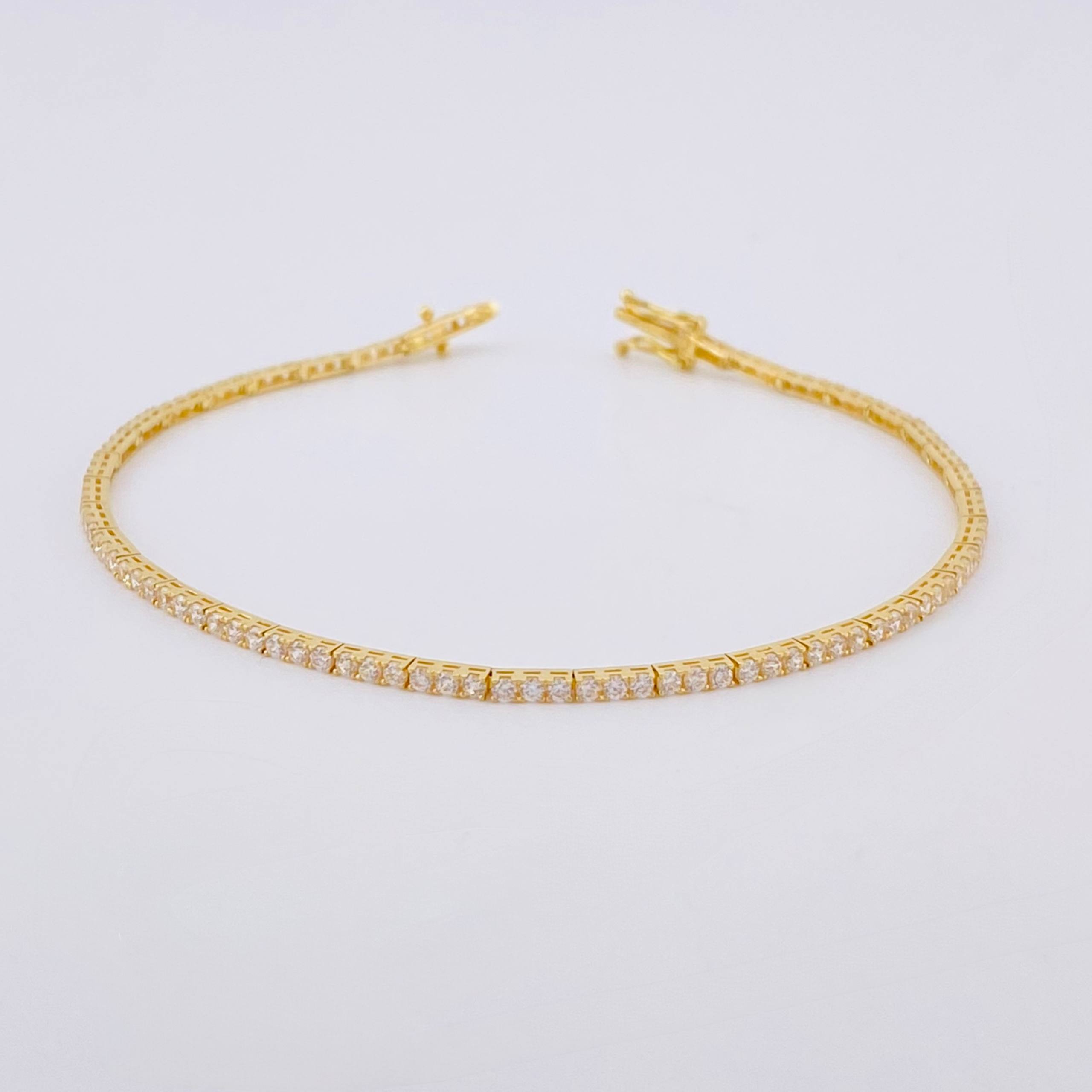 Pulso Tenis 4.15gr / 7 in / 1.6mm Oro Amarillo +4 18K ©