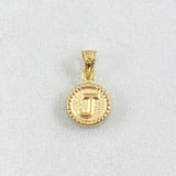 Pendant Letter J 0.4gr / 0.6in / Bordered Circle 18K Gold ©