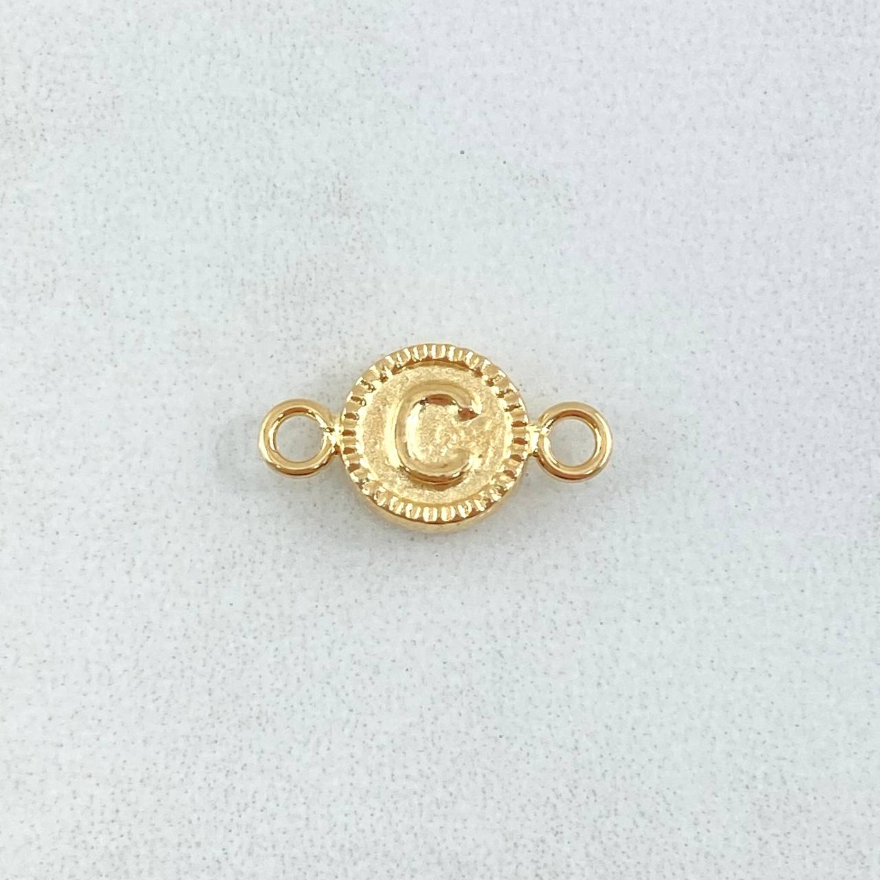 Charm Letter C 0.45gr / 0.6in / Bordered Circle 18K Gold ©