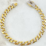 Cuban Links Bracelet 9.75gr / 7.9in / White Zircon Clasp 18K Gold +4©