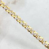 Cuban Links Bracelet 9.75gr / 7.9in / White Zircon Clasp 18K Gold +4©
