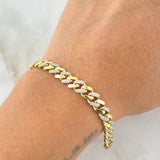 Cuban Links Bracelet 9.75gr / 7.9in / White Zircon Clasp 18K Gold +4©