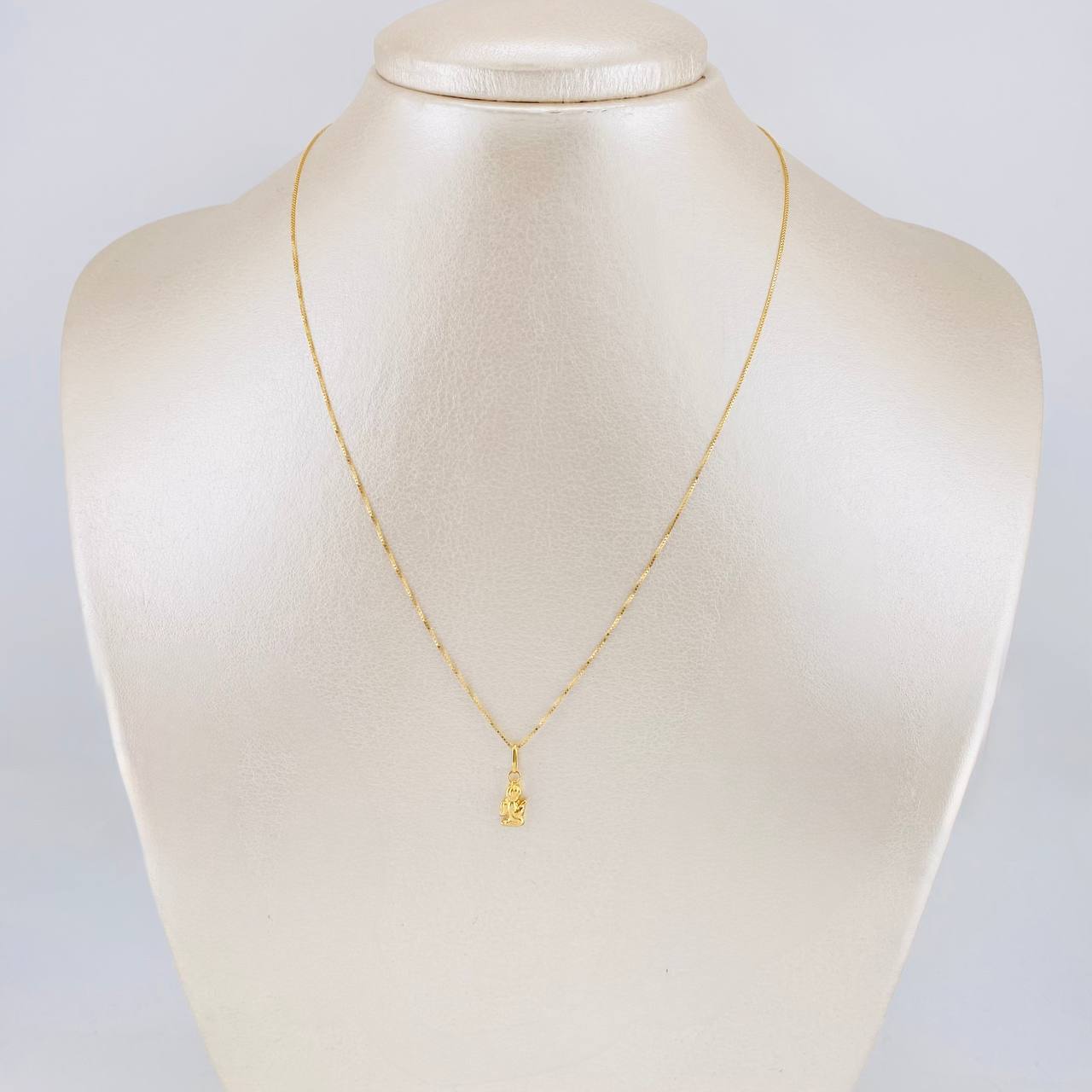 Set Venetian Chain + Angel Pendant / 1g / 16 in 18K Yellow Gold