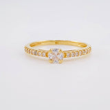Anillo Solitario Carril Tupido 1.8g / T7 1/2 Oro Amarillo 18K