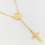 Rosary Saint Michael Archangel Diamond Cut 12.3g / 24 in / 4mm Two-Tone Yellow Rose 18K Gold