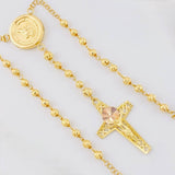 Rosary Saint Michael Archangel Diamond Cut 12.3g / 24 in / 4mm Two-Tone Yellow Rose 18K Gold