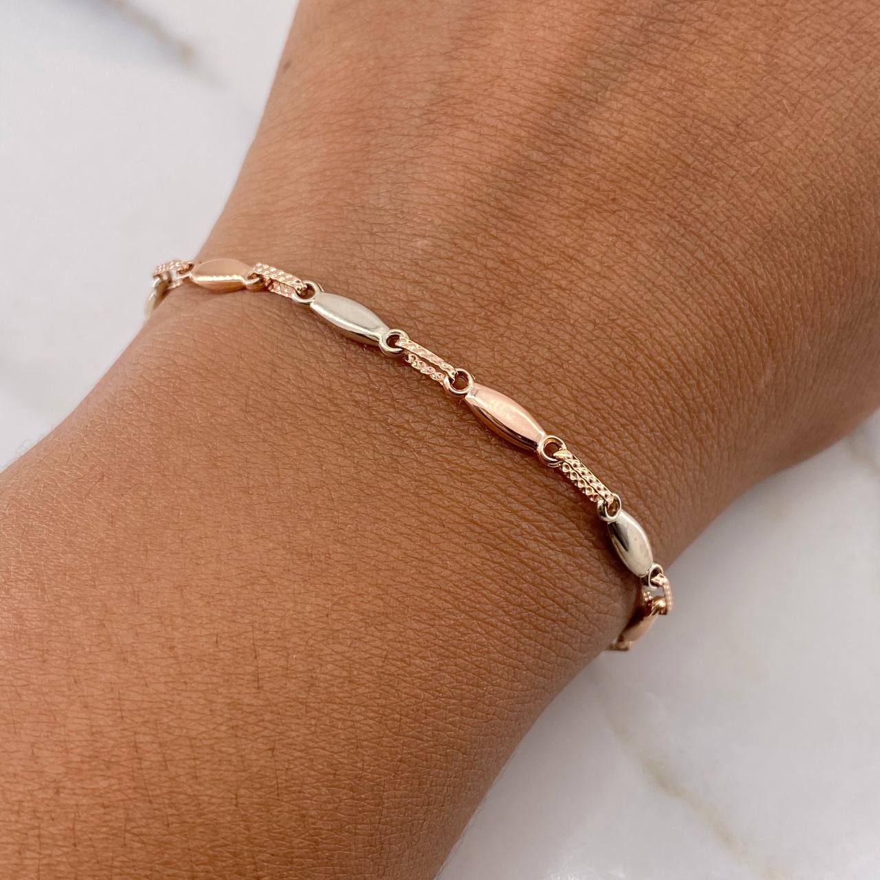 Bracelet Bud 3.4gr / 20.5cm / 3.2mm Polished 18K Rose Gold &