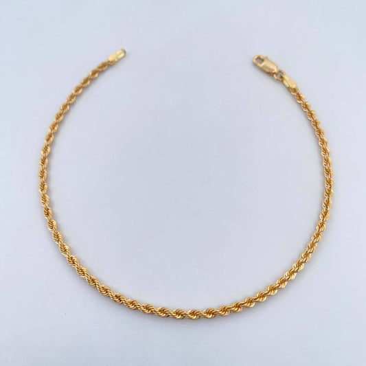 Rope Bracelet 1.5gr / 18.7cm / 2.1mm Yellow Gold +3 18K &