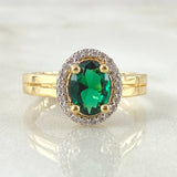 Solitaire Halo Ring 3.25gr / Size 6 1/4 / 18K Yellow Gold *