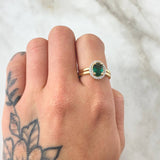 Solitaire Halo Ring 3.25gr / Size 6 1/4 / 18K Yellow Gold *