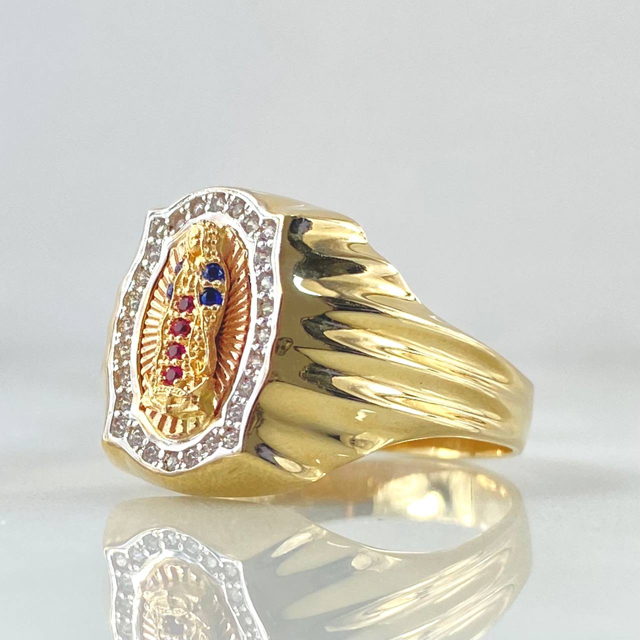 Virgin Guadalupe Ring 6.8gr / Size 10 3/4 / 18K Gold *
