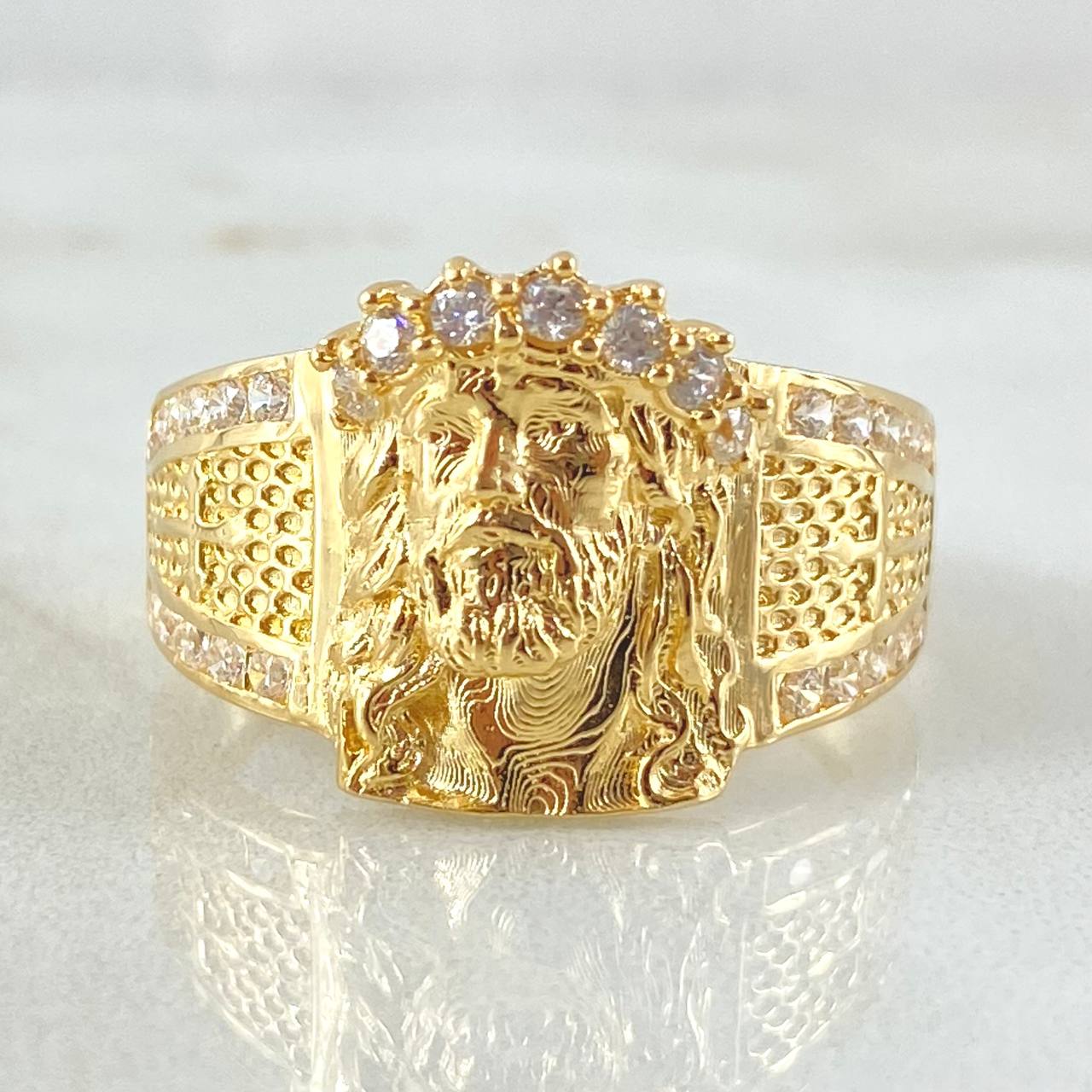 Anillo Rostro Cristo 6.8gr / T10 / Oro Amarillo 18K *