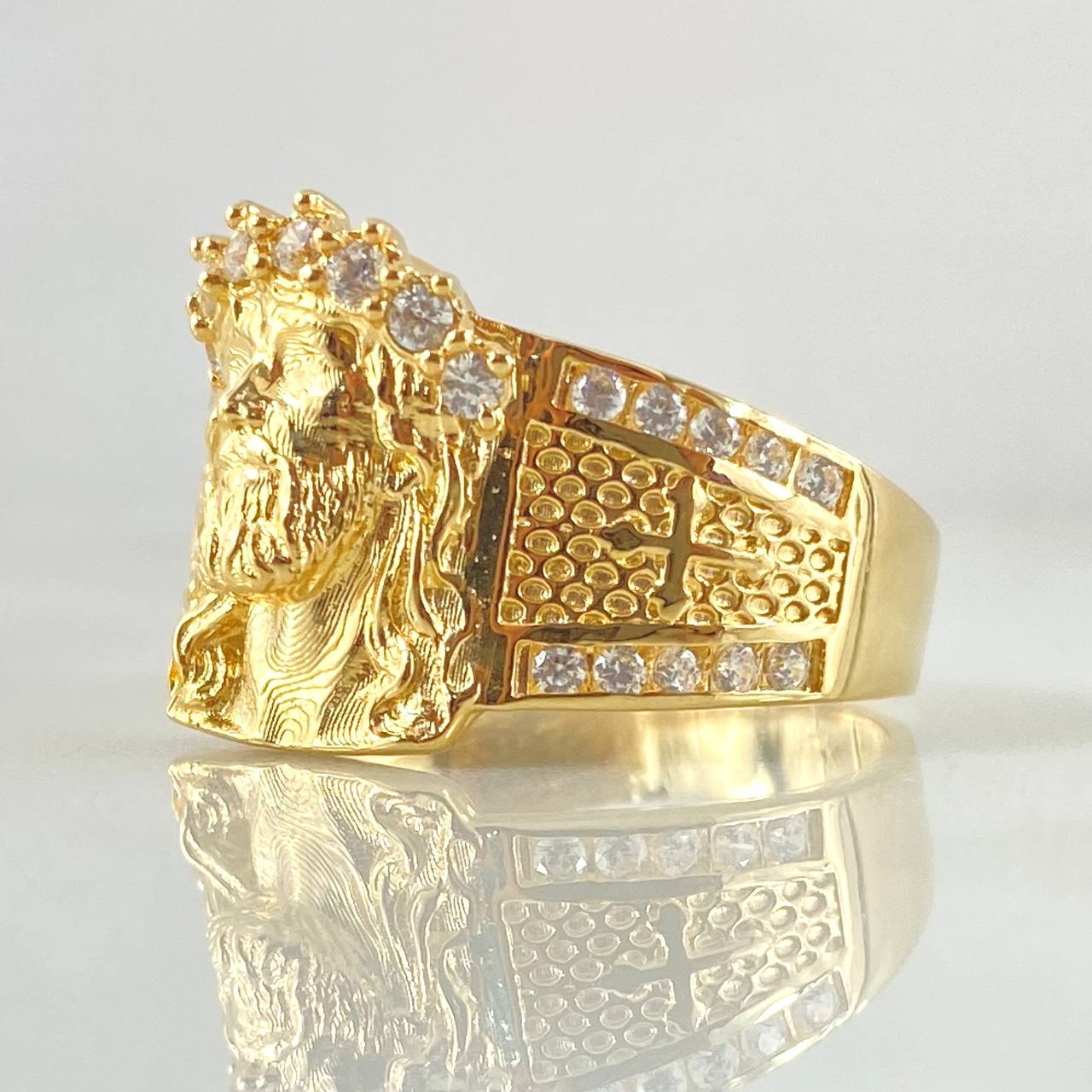 Anillo Rostro Cristo 6.8gr / T10 / Oro Amarillo 18K *