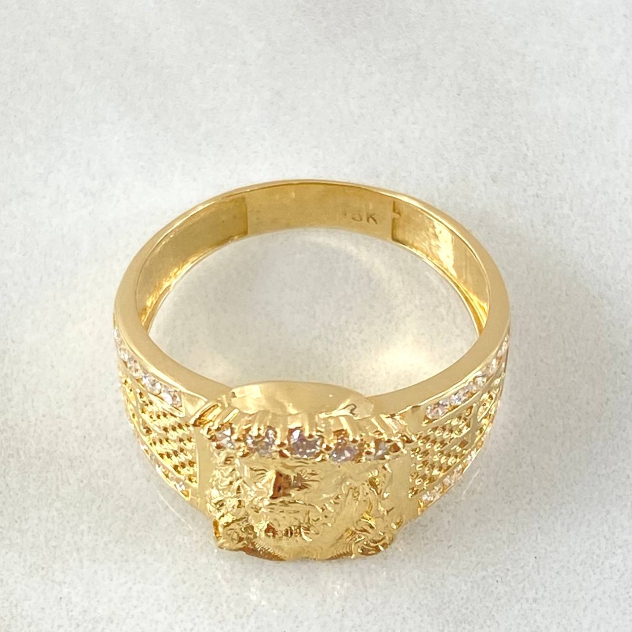 Anillo Rostro Cristo 6.8gr / T10 / Oro Amarillo 18K *