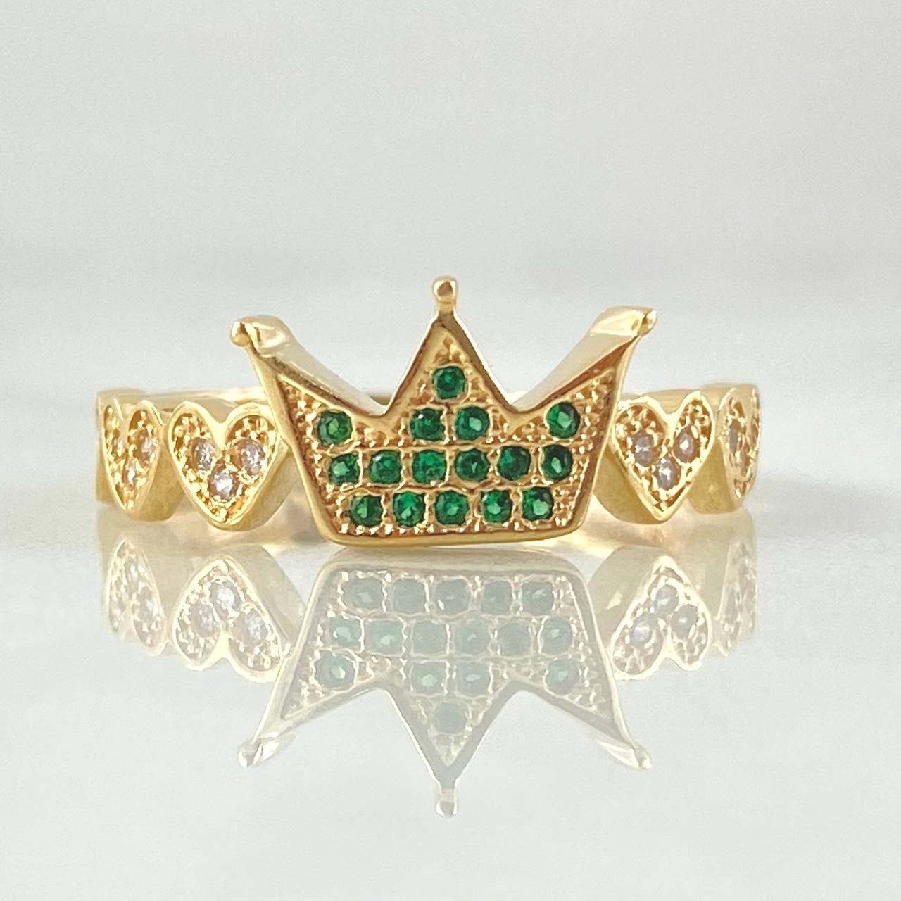Crown Hearts Ring 2.75gr / Size 6 1/2 / 18K Gold ©