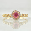 Solitaire Halo Flower Eyes Ring 1.95gr / Size 7 1/2 / 18K Yellow Gold ©