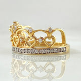 Anillo Corona Corazones Enlazados  3.65gr / T6 1/4 / Dos Oros Amarillo Blanco 18K ©