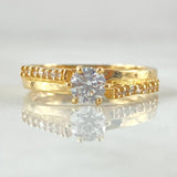 Solitaire Ring Crossed Ladder 2.35gr / Size 6 1/2 / 18K Yellow Gold ©