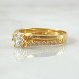 Solitaire Ring Crossed Ladder 2.35gr / Size 6 1/2 / 18K Yellow Gold ©