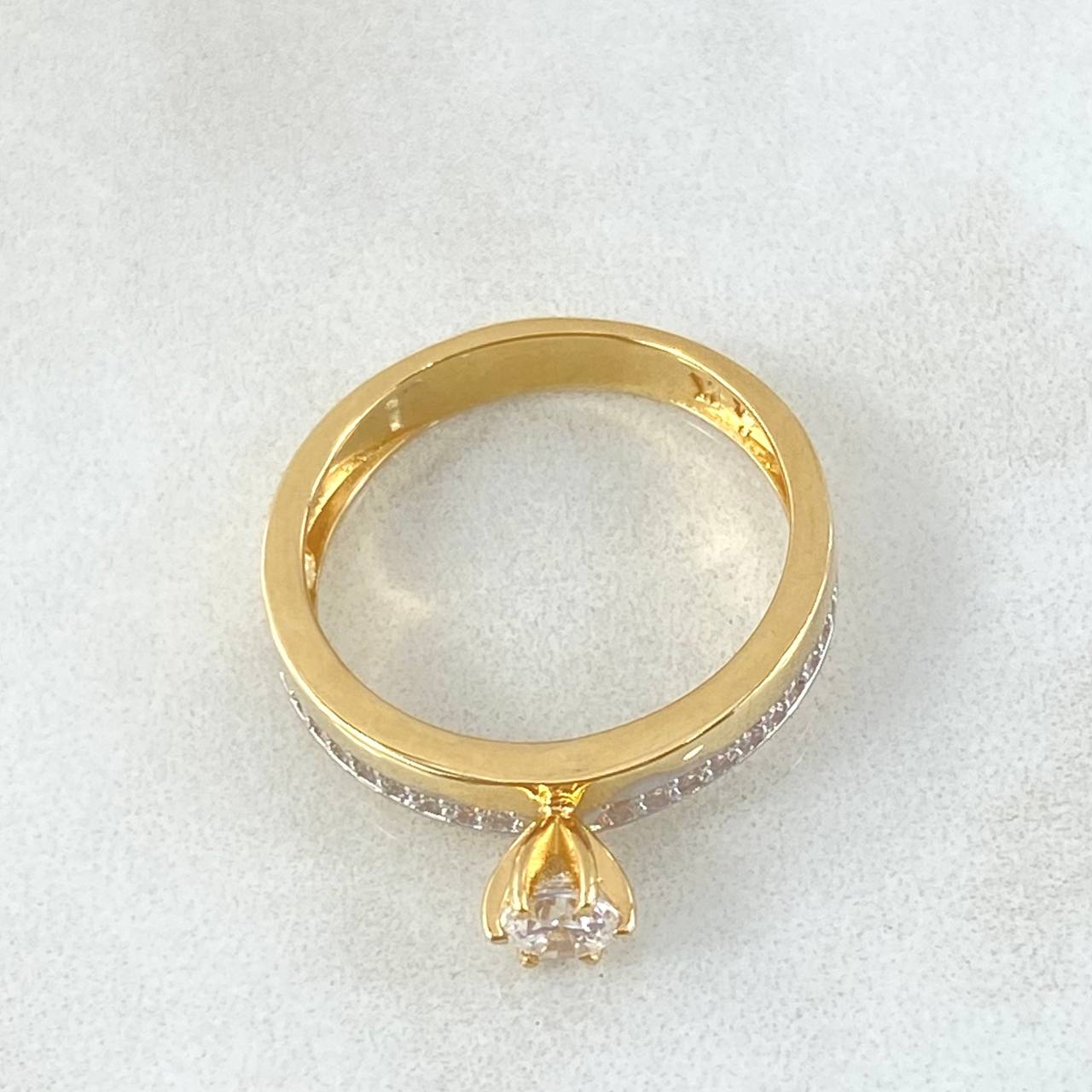 Solitaire Ring Dense Rail 3gr / Size 6 1/4 / 18K Yellow Gold ©